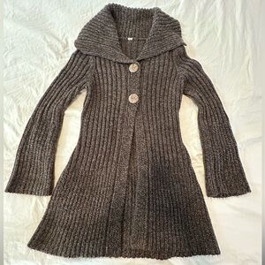 Y2K Ribbed Knit Long Cardigan Sweater